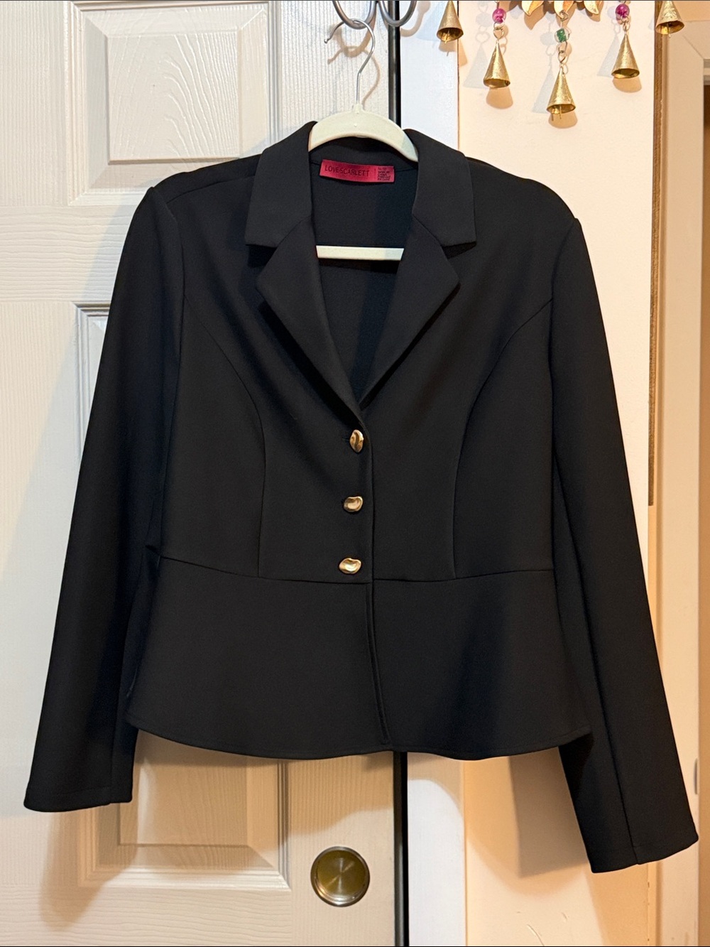 Black Tailored Blazer with Gold Buttons by Anne Klein